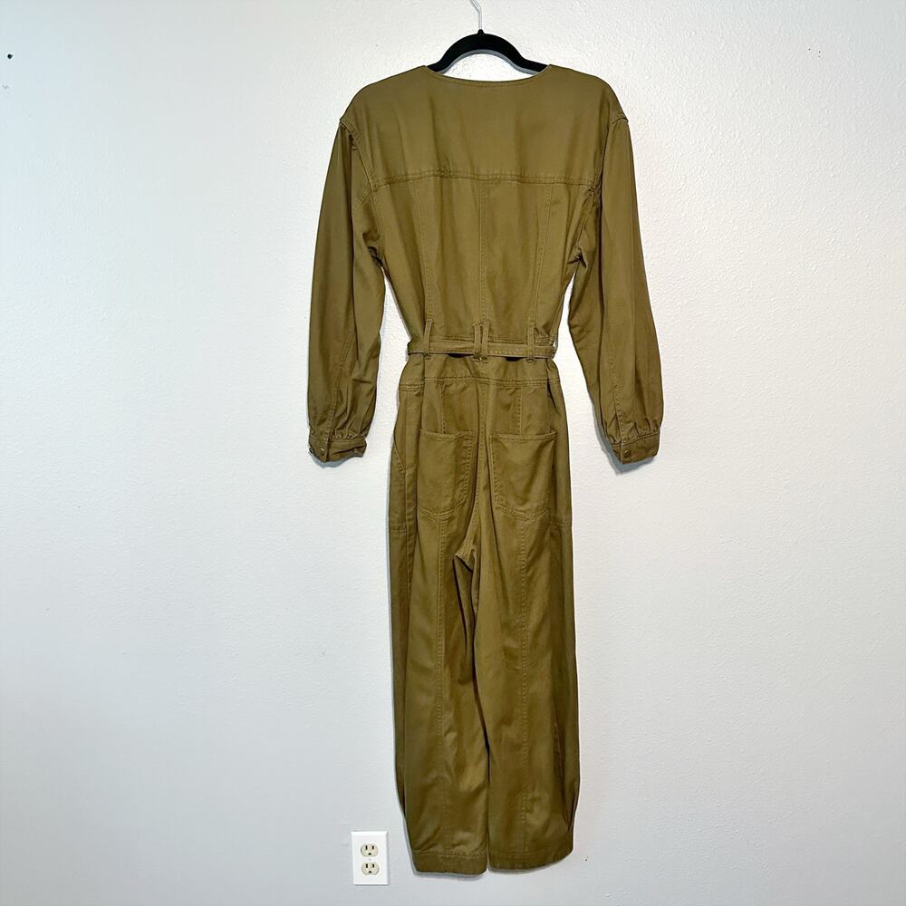 Madewell Tencel Twill Tapered Belted Golden Spinach Jumpsuit Women's Size Large - Picture 8 of 16